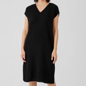 Eileen Fisher Organic Cotton Gauze V-Neck Dress
